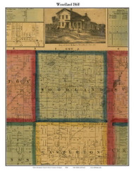 Woodland, Michigan 1860 Old Town Map Custom Print - Eaton and Barry Co.