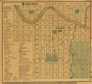 Hastings Village, Michigan 1860 Old Town Map Custom Print - Eaton and Barry Co.