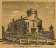 Barry Co. Court House, Michigan 1860 Old Town Map Custom Print - Eaton and Barry Co.
