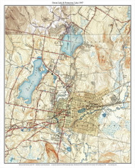 Onota Lake and PontoosucLake 1947 - Custom USGS Old Topo Map - Massachusetts 7x7 Custom - Lakes Not Quabbin