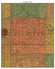 Richland, South Dakota 1900 Old Town Map Custom Print - McCook Co.