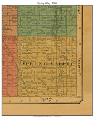 Spring Valley, South Dakota 1900 Old Town Map Custom Print - McCook Co.