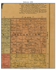 Belleview, South Dakota 1898 Old Town Map Custom Print - Miner Co.