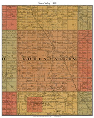 Green Valley, South Dakota 1898 Old Town Map Custom Print - Miner Co.