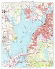 Mount Hope Bay 1988 - Custom USGS Old Topo Map - Rhode Island