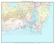 Point Judith Coastline 1988 - Custom USGS Old Topo Map - Rhode Island