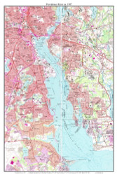 Providence River 1987 - Custom USGS Old Topo Map - Rhode Island