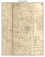 Sugar Creek, Indiana 1865 Old Town Map Custom Print - Boone & Clinton Co.