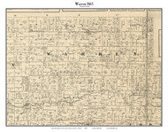 Warren, Indiana 1865 Old Town Map Custom Print - Boone & Clinton Co.