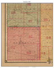 Brooklyn, South Dakota 1893 Old Town Map Custom Print - Lincoln Co.