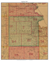 Highland, South Dakota 1893 Old Town Map Custom Print - Lincoln Co.