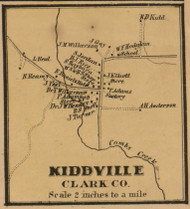 Kiddville - Clark County, Kentucky 1861 Old Town Map Custom Print - Bourbon, Fayette, Clark, Jessamine, Woodford Co.