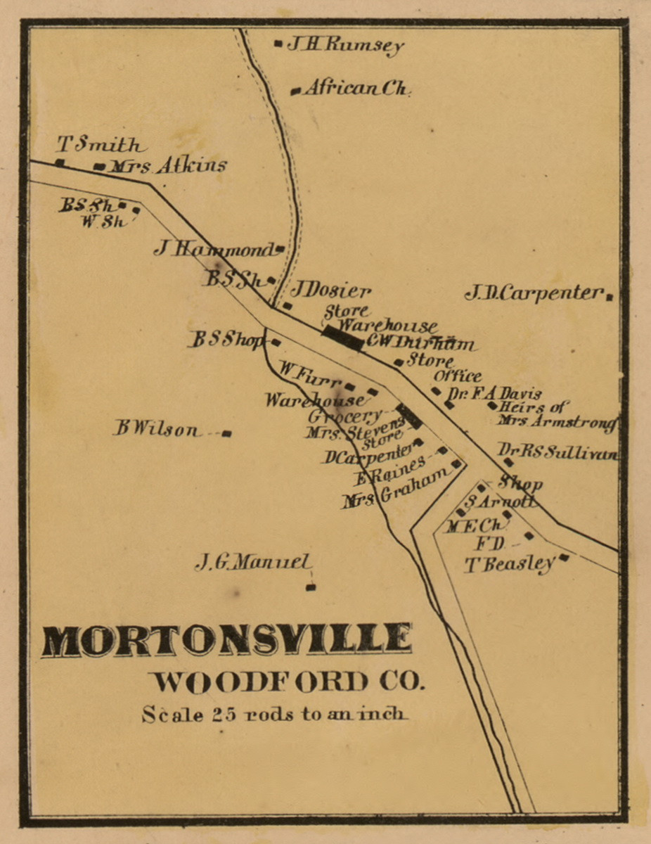 Mortonsville - Woodford County, Kentucky 1861 Old Town Map Custom Print - Bourbon, Fayette ...