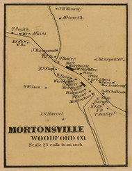 Mortonsville - Woodford County, Kentucky 1861 Old Town Map Custom Print - Bourbon, Fayette, Clark, Jessamine, Woodford Co.