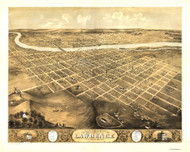 Lawrence, Kansas 1869 Bird's Eye View