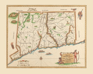 Connecticut ca. 1625 Griswold Color - Old State Map Reprint
