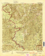 Negreet, Louisiana 1944 () USGS Old Topo Map Reprint 15x15 TX Quad 334854