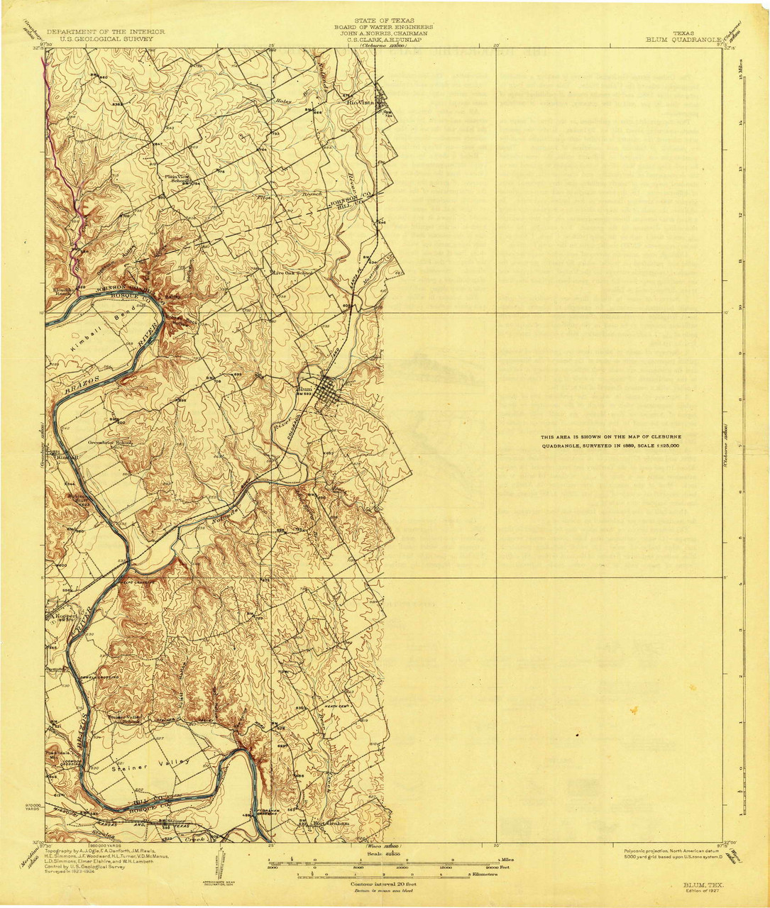Blum, Texas 1927 () USGS Old Topo Map Reprint 15x15 TX Quad 123779