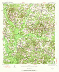 Cushing, Texas 1943 (1955) USGS Old Topo Map Reprint 15x15 TX Quad 109024