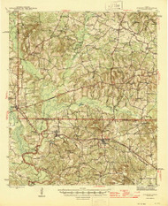 Cushing, Texas 1945 () USGS Old Topo Map Reprint 15x15 TX Quad 109026