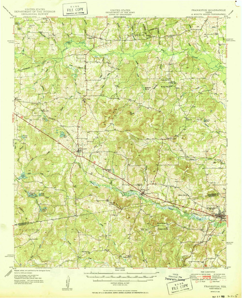 Frankston, Texas 1950 () USGS Old Topo Map Reprint 15x15 TX Quad 108302
