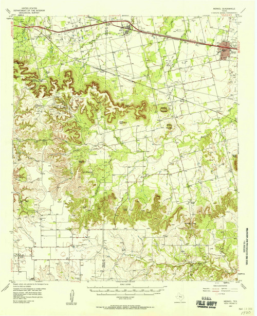 Merkel, Texas 1957 (1958) USGS Old Topo Map Reprint 15x15 TX Quad