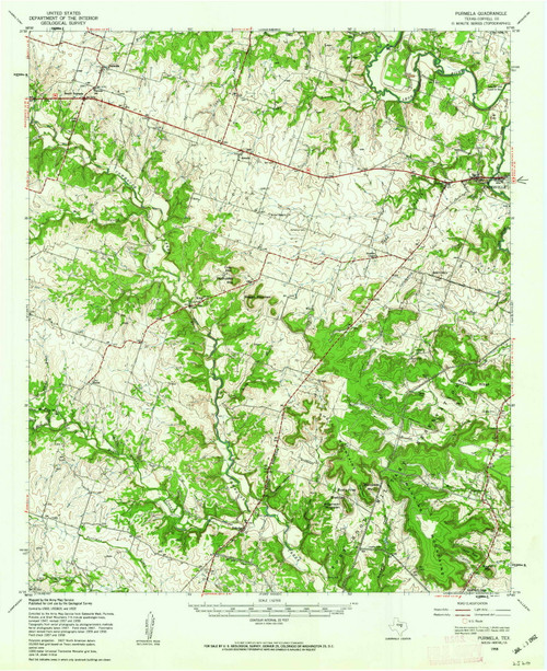 Purmela, Texas 1958 (1962) USGS Old Topo Map Reprint 15x15 TX Quad