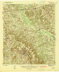 Rusk, Texas 1945 () USGS Old Topo Map Reprint 15x15 TX Quad 116542