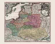 Poland 1727 Seutter - Old Map Reprint