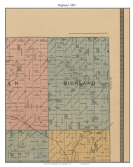 Highland, South Dakota 1893 Old Town Map Custom Print - Minnehaha Co.