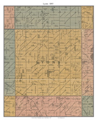 Lyons, South Dakota 1893 Old Town Map Custom Print - Minnehaha Co.