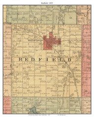 Redfield, South Dakota 1899 Old Town Map Custom Print - Spink Co.