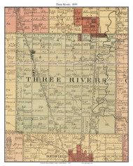 Three Rivers, South Dakota 1899 Old Town Map Custom Print - Spink Co.