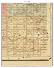 Union, South Dakota 1899 Old Town Map Custom Print - Spink Co.