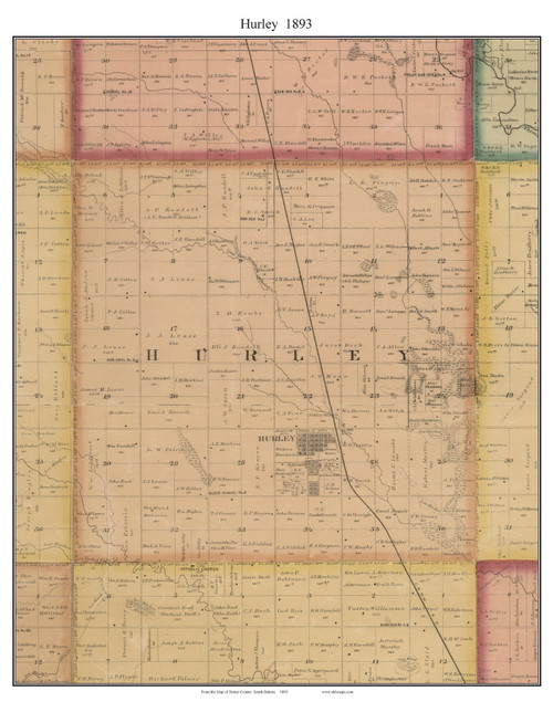 Hurley, South Dakota 1893 Old Town Map Custom Print Turner Co. OLD MAPS