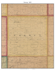 Norway, South Dakota 1893 Old Town Map Custom Print - Turner Co.
