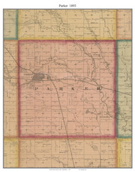 Parker, South Dakota 1893 Old Town Map Custom Print - Turner Co.