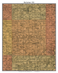 Big Springs, South Dakota 1901 Old Town Map Custom Print - Union Co.