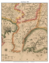 East Haven, Connecticut 1856 New Haven Co. - Old Map Custom Print