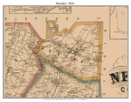 Meriden, Connecticut 1856 New Haven Co. - Old Map Custom Print