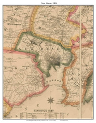 New Haven, Connecticut 1856 New Haven Co. - Old Map Custom Print