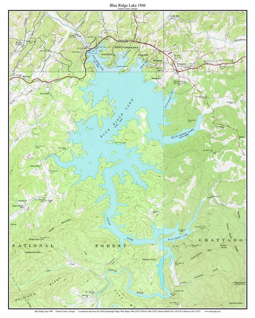Blue Ridge Lake 1946 - Custom USGS Old Topo Map - Georgia Lakes - OLD MAPS