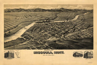 Missoula, Montana 1891 Bird's Eye View