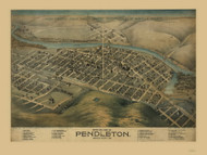Pendelton, Oregon 1890 Bird's Eye View