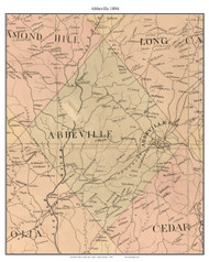Abbeville, South Carolina 1894 Old Town Map Custom Print - Abbeville Co.