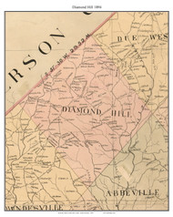 Diamond Hill, South Carolina 1894 Old Town Map Custom Print - Abbeville Co.
