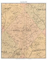 Long Cane, South Carolina 1894 Old Town Map Custom Print - Abbeville Co.