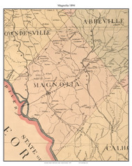 Magnolia, South Carolina 1894 Old Town Map Custom Print - Abbeville Co.