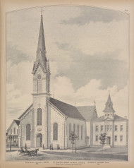 St Francis Roman Catholic Church, New York 1880 - Old Town Map Reprint - Erie Co. Atlas 52A