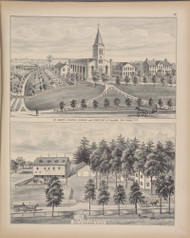 St Mary's Church, Schools & Cemetery - A. Erisman Residence, New York 1880 - Old Town Map Reprint - Erie Co. Atlas 82